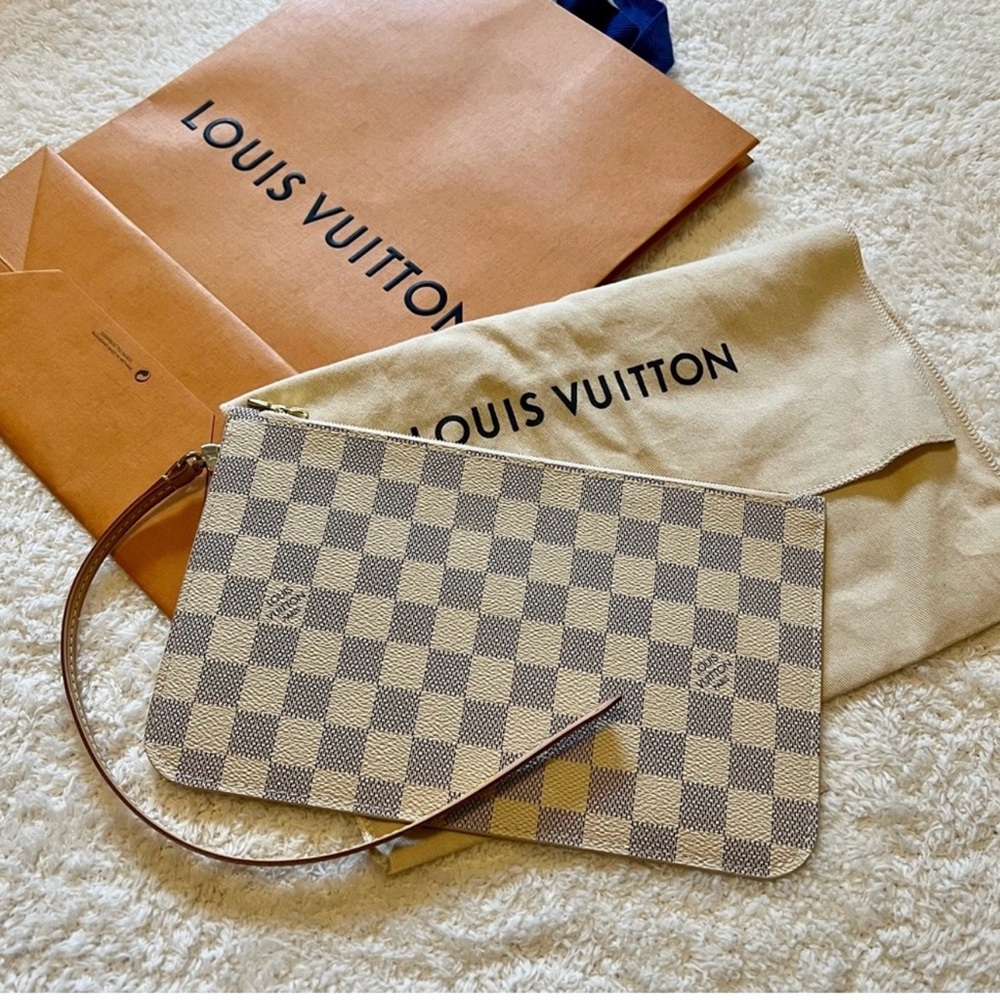 Authentic Louis Vuitton NEW Neverfull white MM beige damier azur 🎁